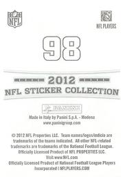 2012 Panini Stickers #98 Joe Thomas Back