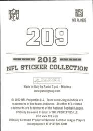 2012 Panini NFL Sticker Collection #209 Denarius Moore Back