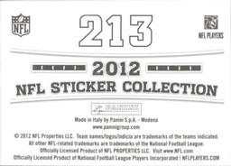 2012 Panini Stickers #213 Richard Seymour Back