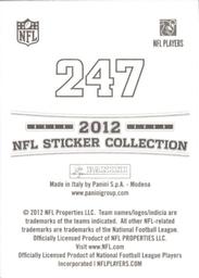 2012 Panini NFL Sticker Collection #247 Ahmad Bradshaw Back