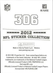 2012 Panini Stickers #306 Kyle Vanden Bosch Back