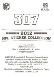 2012 Panini Stickers #307 Chris Houston Back