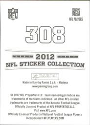 2012 Panini Stickers #308 Nate Burleson Back