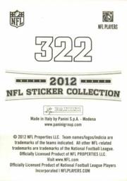 2012 Panini Stickers #322 John Kuhn Back