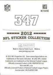 2012 Panini Stickers #347 Sean Weatherspoon Back