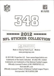 2012 Panini Stickers #348 Tyson Clabo Back