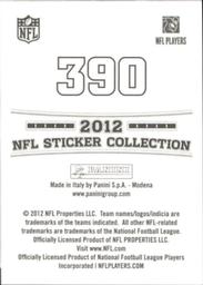 2012 Panini Stickers #390 Mike Williams Back