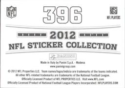 2012 Panini Stickers #396 Vincent Jackson Back