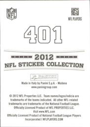 2012 Panini Stickers #401 Adrian Wilson Back