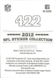 2012 Panini Stickers #422 Navorro Bowman Back