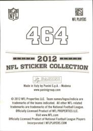 2012 Panini Stickers #464 A.J. Jenkins Back