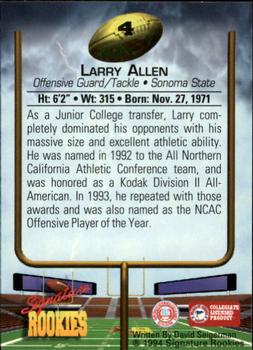 1994 Signature Rookies #4 Larry Allen Back