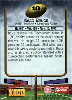 1994 Signature Rookies #10 Isaac Bruce Back