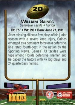 1994 Signature Rookies #20 William Gaines Back