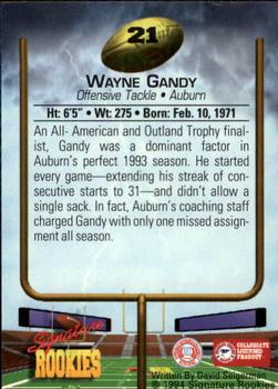 1994 Signature Rookies #21 Wayne Gandy Back