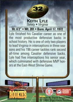 1994 Signature Rookies #32 Keith Lyle Back