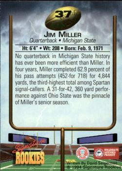 1994 Signature Rookies #37 Jim Miller Back