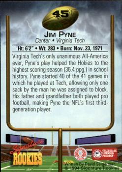 1994 Signature Rookies #45 Jim Pyne Back