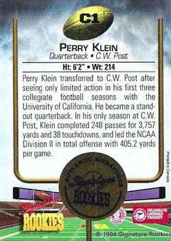 1994 Signature Rookies - Autograph Promos #C1 Perry Klein Back
