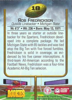 1994 Signature Rookies - Autographs #18 Rob Fredrickson Back