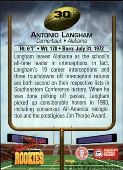 1994 Signature Rookies - Autographs #30 Antonio Langham Back