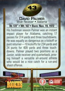 1994 Signature Rookies - Autographs #43 David Palmer Back