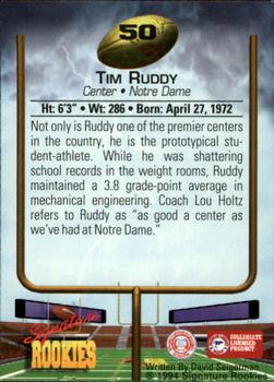 1994 Signature Rookies - Autographs #50 Tim Ruddy Back
