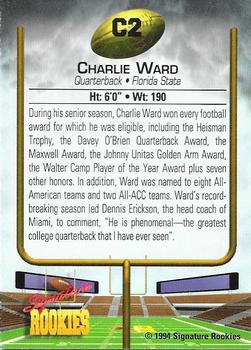 1994 Signature Rookies - Charlie Ward #C2 Charlie Ward Back