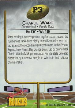 1994 Signature Rookies - Charlie Ward Promos #P3 Charlie Ward Back