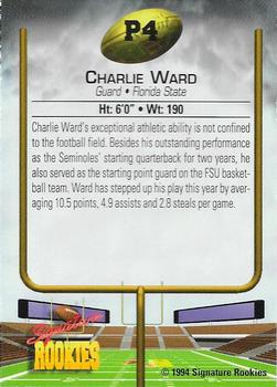 1994 Signature Rookies - Charlie Ward Promos #P4 Charlie Ward Back