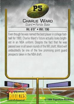 1994 Signature Rookies - Charlie Ward Promos #P5 Charlie Ward Back