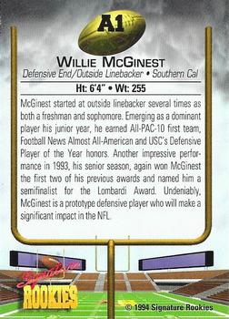 1994 Signature Rookies - Hottest Prospects #A1 Willie McGinest Back