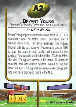 1994 Signature Rookies - Hottest Prospects #A2 Bryant Young Back