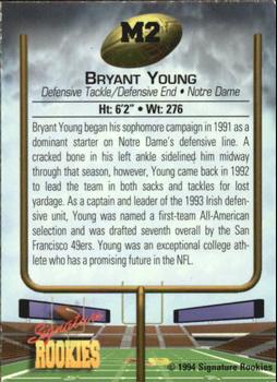 1994 Signature Rookies - Hottest Prospects Special Offer #M2 Bryant Young Back