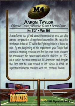 1994 Signature Rookies - Hottest Prospects Special Offer #M4 Aaron Taylor Back