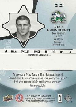 2013 Upper Deck Ultimate Collection #33 Nick Buoniconti Back