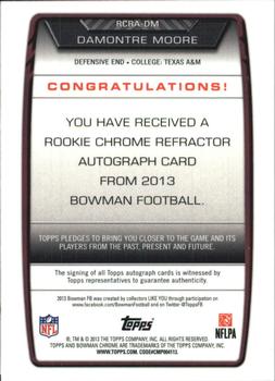 2013 Bowman - Chrome Rookie Autographs Refractors #RCRA-DM Damontre Moore Back