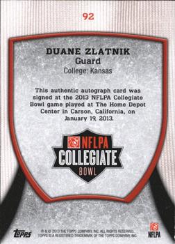 2013 Bowman - Topps NFLPA Collegiate Bowl Autographs #92 Duane Zlatnik Back