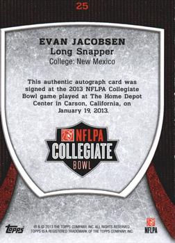 2013 Bowman - Topps NFLPA Collegiate Bowl Autographs #25 Evan Jacobsen Back