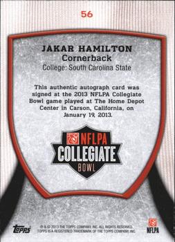 2013 Bowman - Topps NFLPA Collegiate Bowl Autographs #56 Jakar Hamilton Back