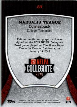 2013 Bowman - Topps NFLPA Collegiate Bowl Autographs #89 Marsalis Teague Back
