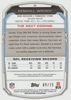 2013 Bowman - Red #69 Kendall Wright Back