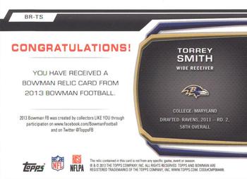 2013 Bowman - Relics #BR-TS Torrey Smith Back