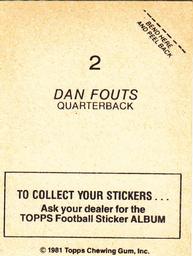 1981 Topps Stickers #2 Dan Fouts Back