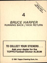 1981 Topps Stickers #4 Bruce Harper Back