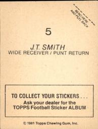 1981 Topps Stickers #5 J.T. Smith Back