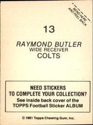 1981 Topps Stickers #13 Raymond Butler Back