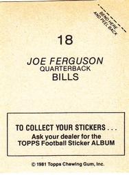 1981 Topps Stickers #18 Joe Ferguson Back