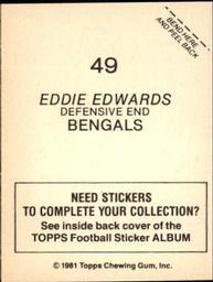 1981 Topps Stickers #49 Eddie Edwards Back