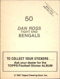 1981 Topps Stickers #50 Dan Ross Back